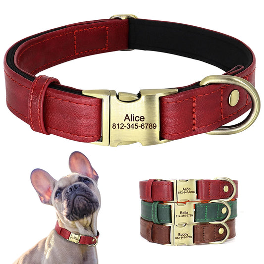 Customized Soft Leather Dog ID Collar