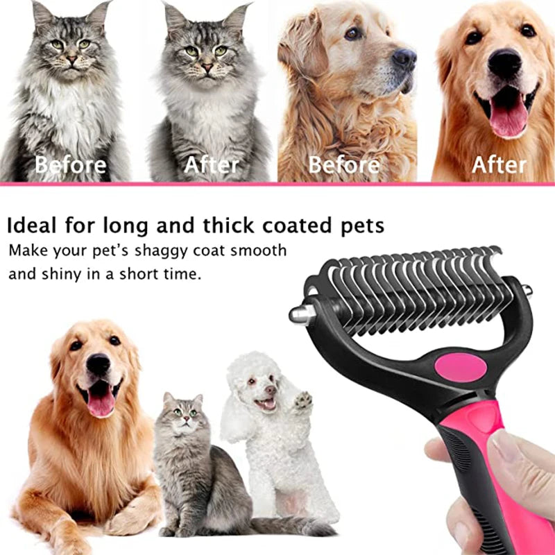 Professional Pet Shedding Brush and Fur Knot Cutter