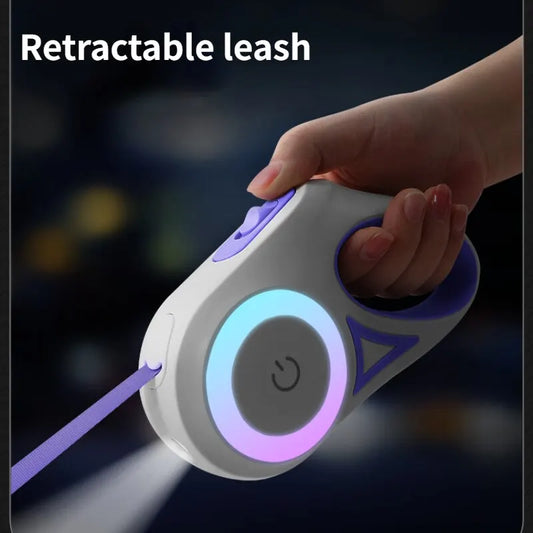 Retractable Leash with Flashlight and Non-Slip Handle