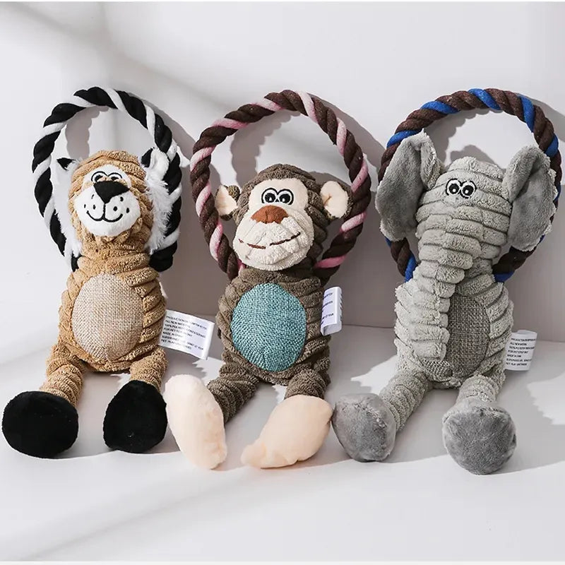 Dog Plush Squeaky Toys, Bite-Resistant, Clean Teeth