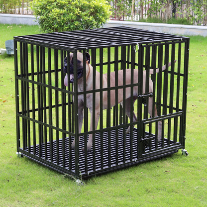 Heavy Duty Dog Cage; 3 Doors; Removable Tray