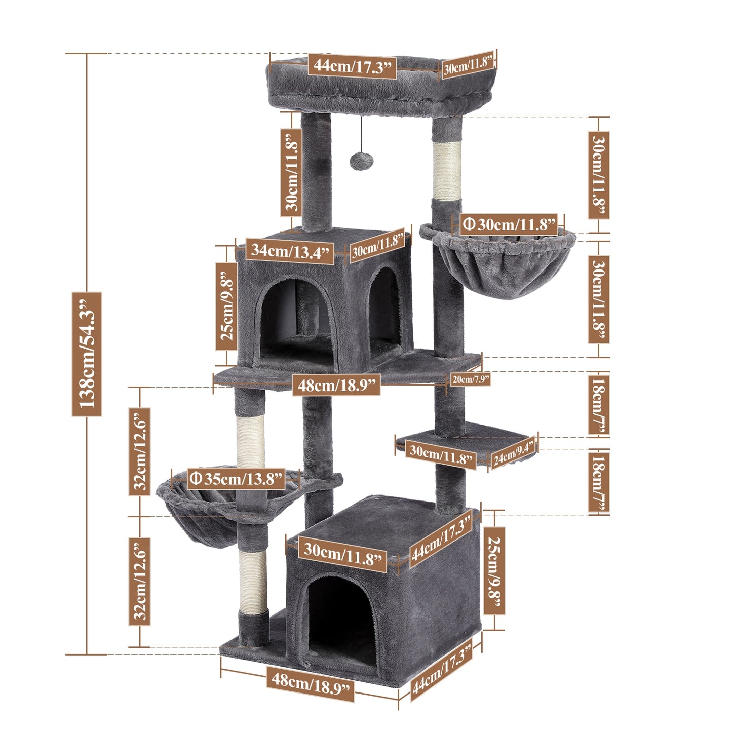 Multi-Level, Cat Scratching Post with Perch