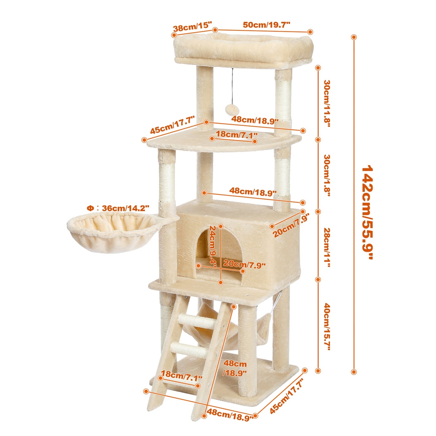 Multi-Level, Cat Scratching Post with Perch